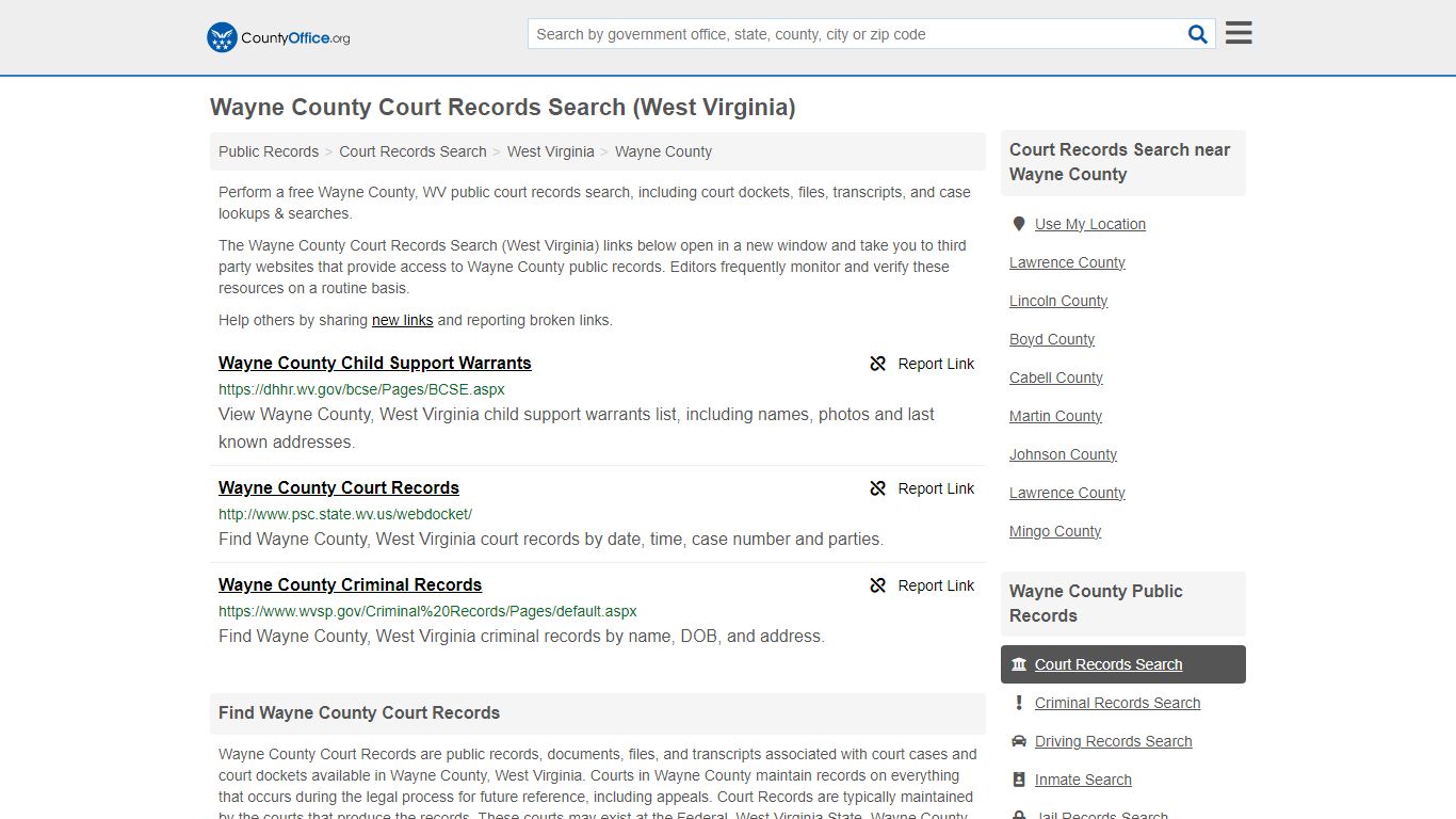 Wayne County Court Records Search (West Virginia) - County Office