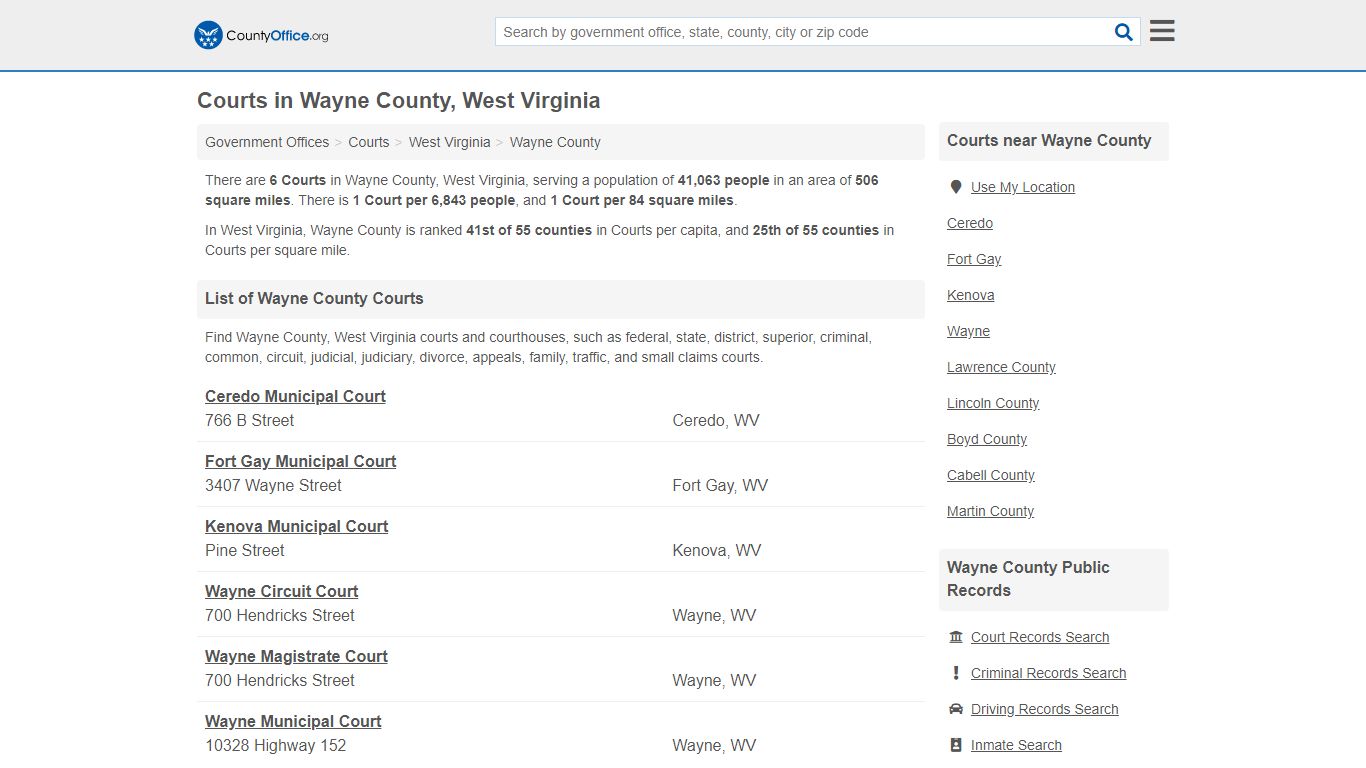 Courts - Wayne County, WV (Court Records & Calendars)